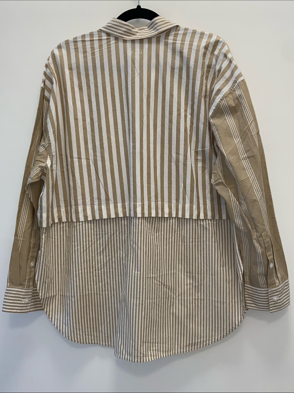 Madewell Tan White Striped Modular Oversized Button-Down Shirt 3761 - Picture 9 of 13